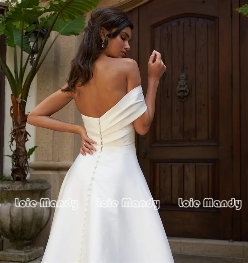 Abiti da sposa in raso di lusso lunghi 2024 nuovi eleganti abiti da sposa da spiaggia con spacco alto per donna formale Backless Vestido de novia