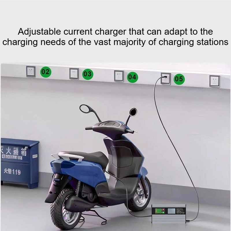 Adjustable Current Fast Charger for Ternary & LiFePO4 Batteries, 48V60V72V Charging Current 8A-20A Charging Voltage 54.6V-87.6V