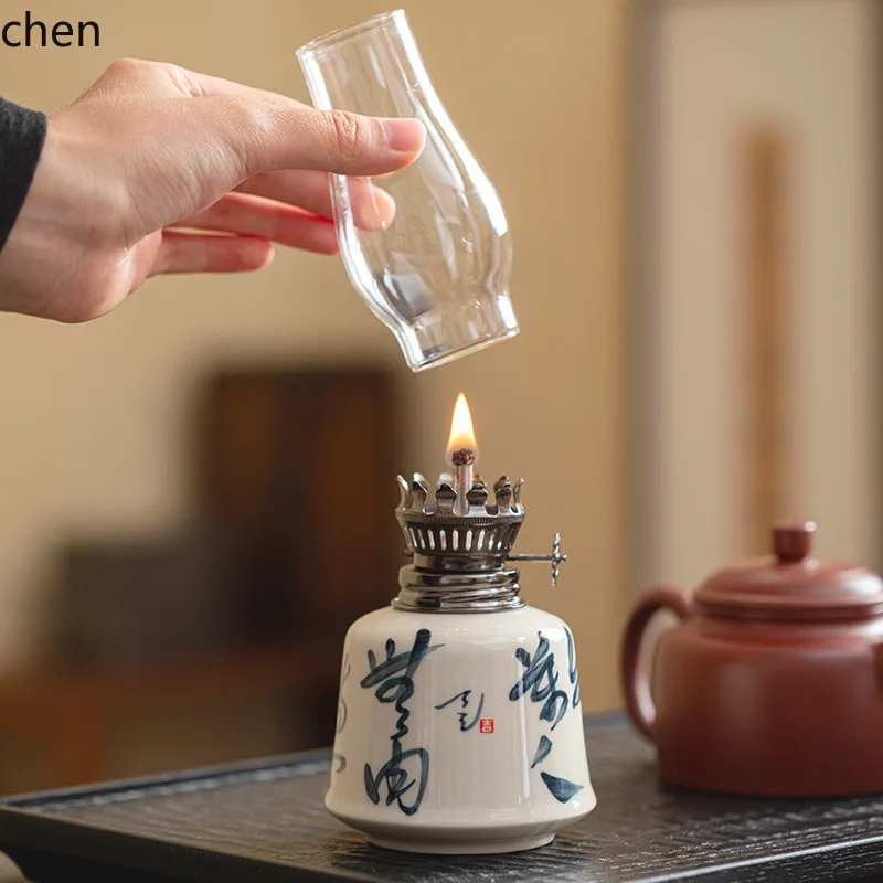 Cz retro ceramic butter ornament handwritten poems windproof chinoiserie study tea room ornament