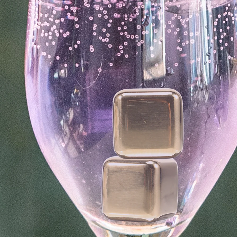 

6Pcs Stainless Steel Whiskey Stones Reusable Ice Cubes for Cooling Drinks No Dilution Ideal for Whiskey Wine Vodka Liqueurs