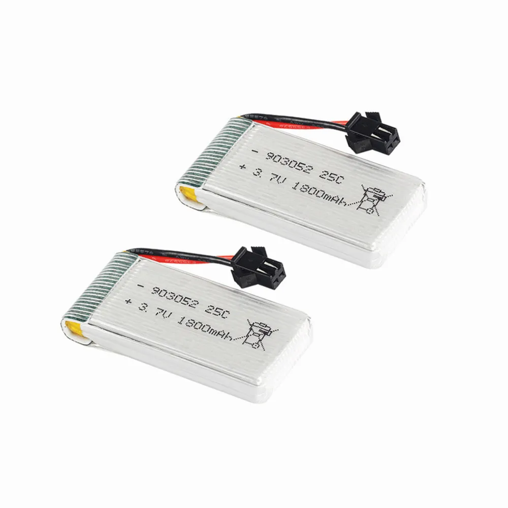 Batería recargable de 3,7 v y 1800mAh, cargador para cuadricóptero teledirigido, piezas de Dron, batería Lipo de 903052 y 3,7 v con enchufe SM