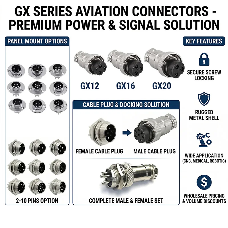 

1 Piece GX12 GX16 GX20 Connector aviation socket 2/3/4/5/6/7/8/9/10 pin electric cable terminal fixed type And butt mobile type
