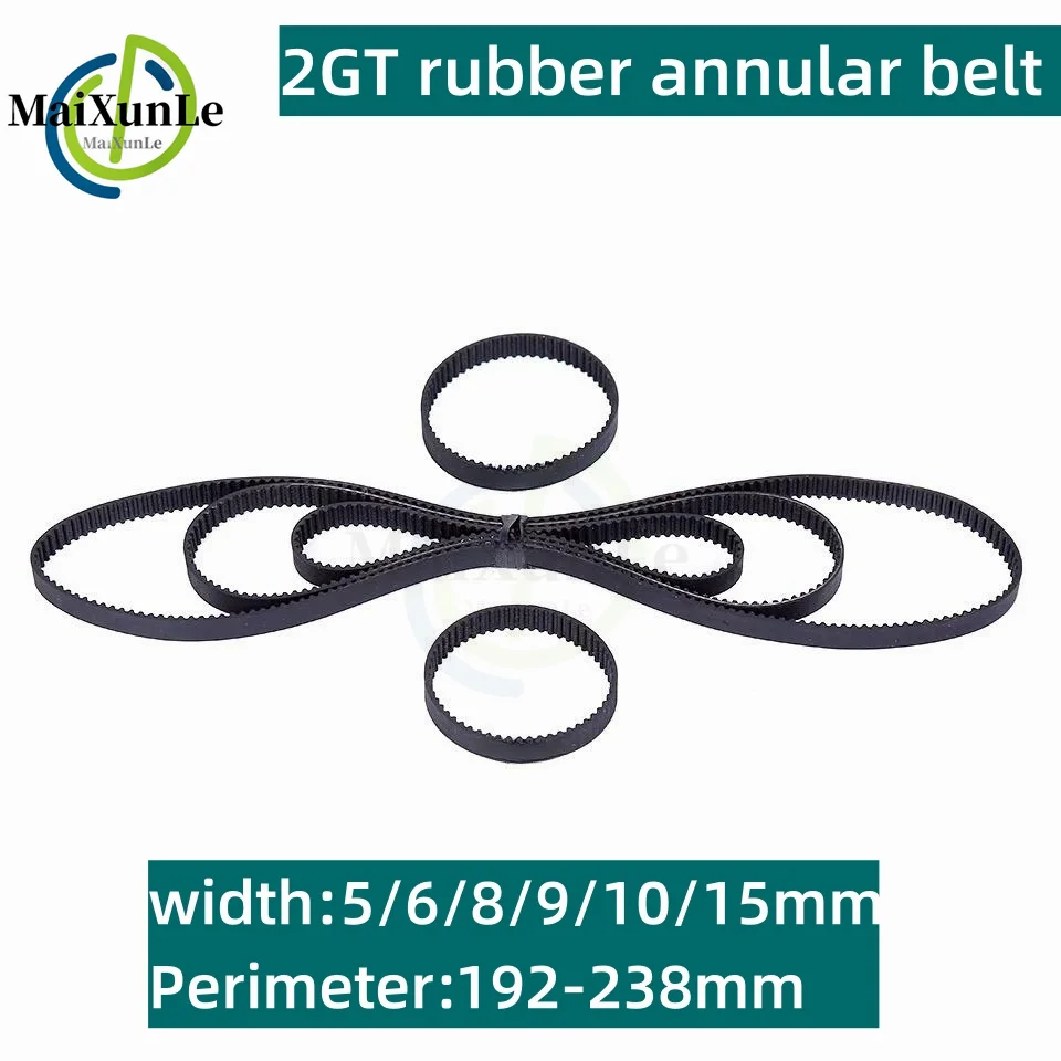 

3D Printer 2GT Loop Rubber Synchronous Belt With a Circumference of 192-238mm, Suitable For a Bandwidth of 5/6/8/9/10/15mm