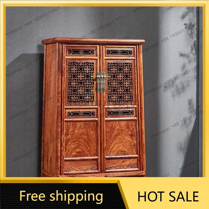 YJ Ming Style Rounded Corner Cabinet African Padauk Storage Unit For Living Room Home Side Display