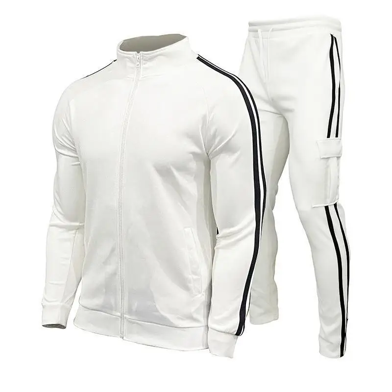 New Men's Spring and Autumn Cardigan Stand Collar Sports Suit Youth Sportswear Casual Slim-fit Running Two-piece Set