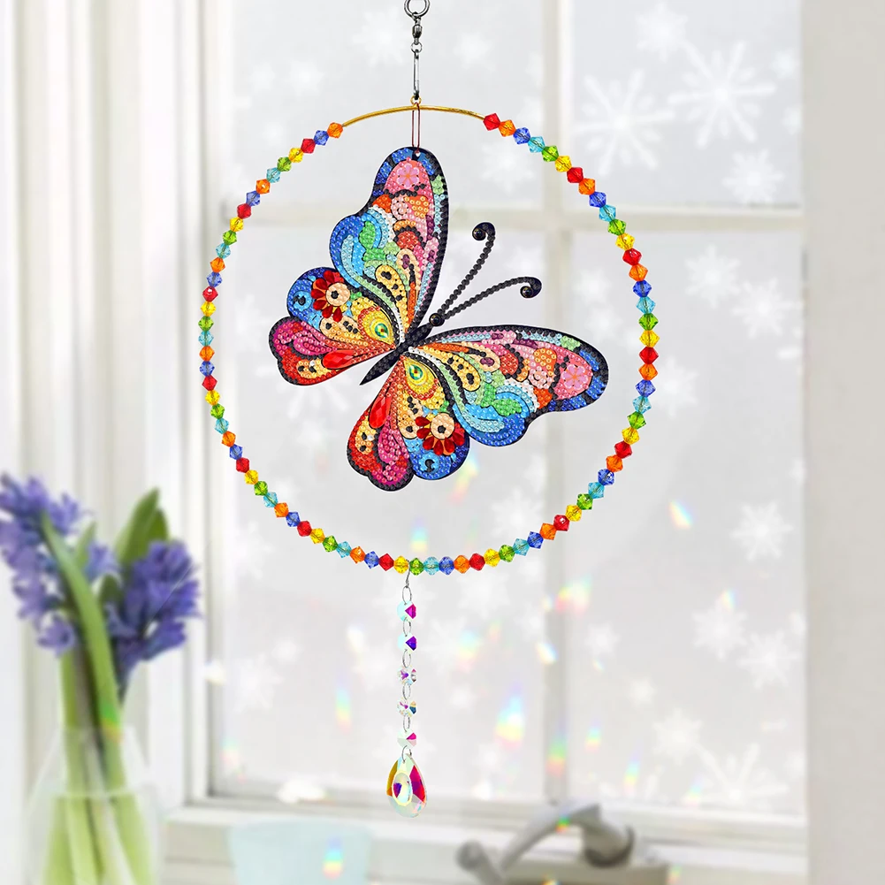 Home Decor DIY Craft Suncatcher Diamond Painting Hanging Ornament Sign Mandala Diamond Drawing Hanging Crystal Pendant For Gift