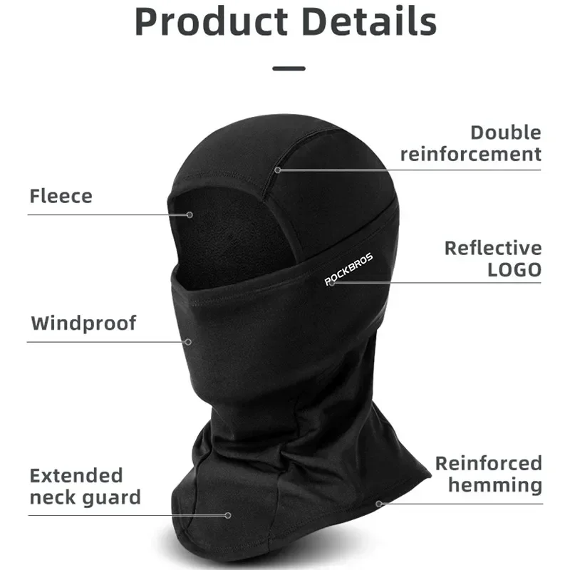 ROCKBROS Keep Warm Balaclava Winter Women Men\'s Motorcycle Bike Helmet Inner Cap Cycling Skiing Face Mask Thermal Windproof Hat