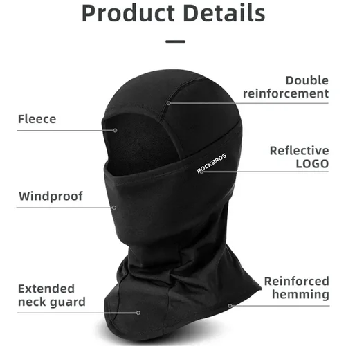 Imagen 2 del producto ROCKBROS-pasamontañas para mantener el calor, casco de motocicleta para hombre y mujer, gorro interior para ciclismo, esquí, máscara facial térmica a prueba de viento, invierno