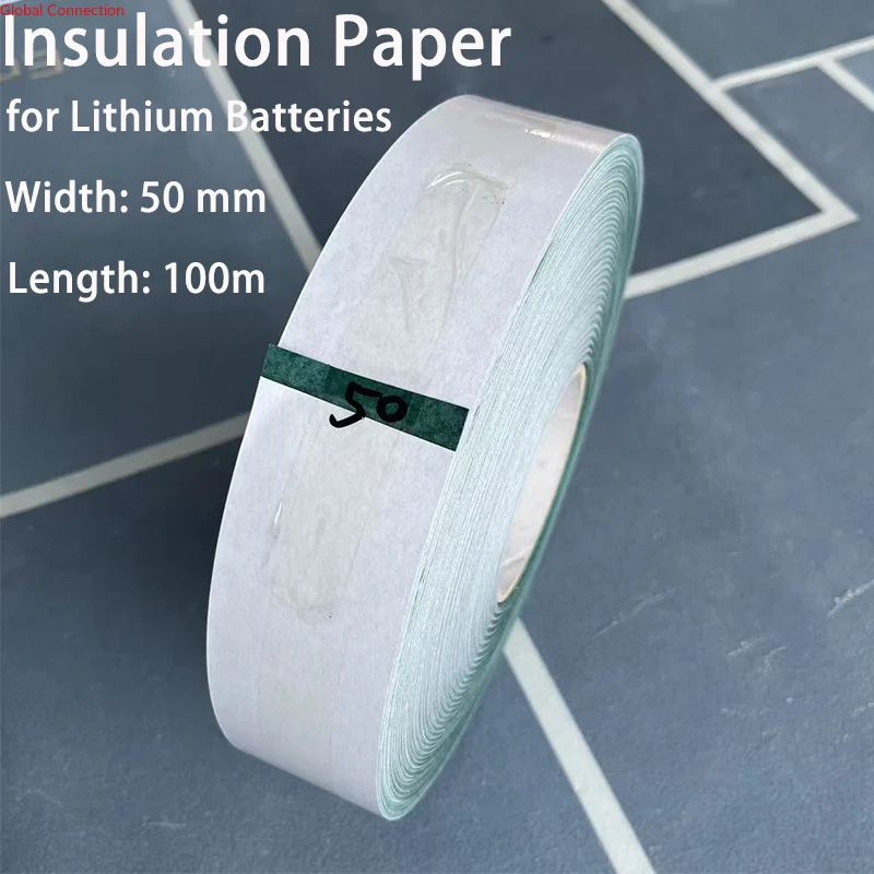50mm Wide 100m Long Fish Paper Insulation Paper for 18650/21700/26650/32650 Lithium-ion Battery Packs