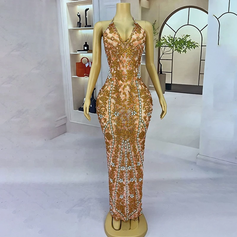

Sexy Neck Holiday Style Temperament Dress Miss Universe Chooses Beautiful Clothes Studio Exhibition Hall Model Dress Ever Pretty