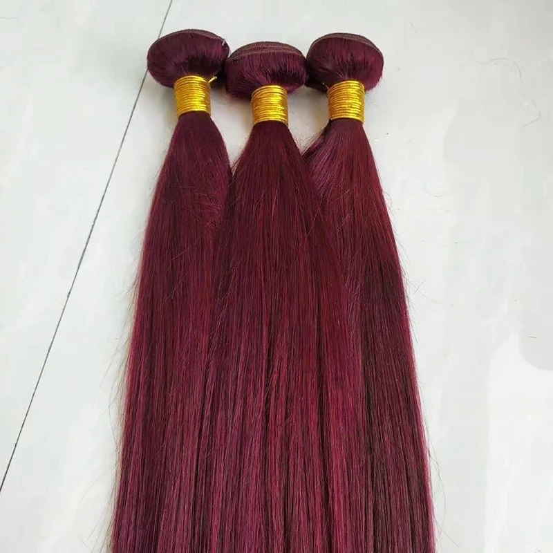12A Grade 1/2/3PCS 99j Straight Human Hair Bundles 100g/PC Double Weft Hair Extensions Brazilian Virgin Hair Full End