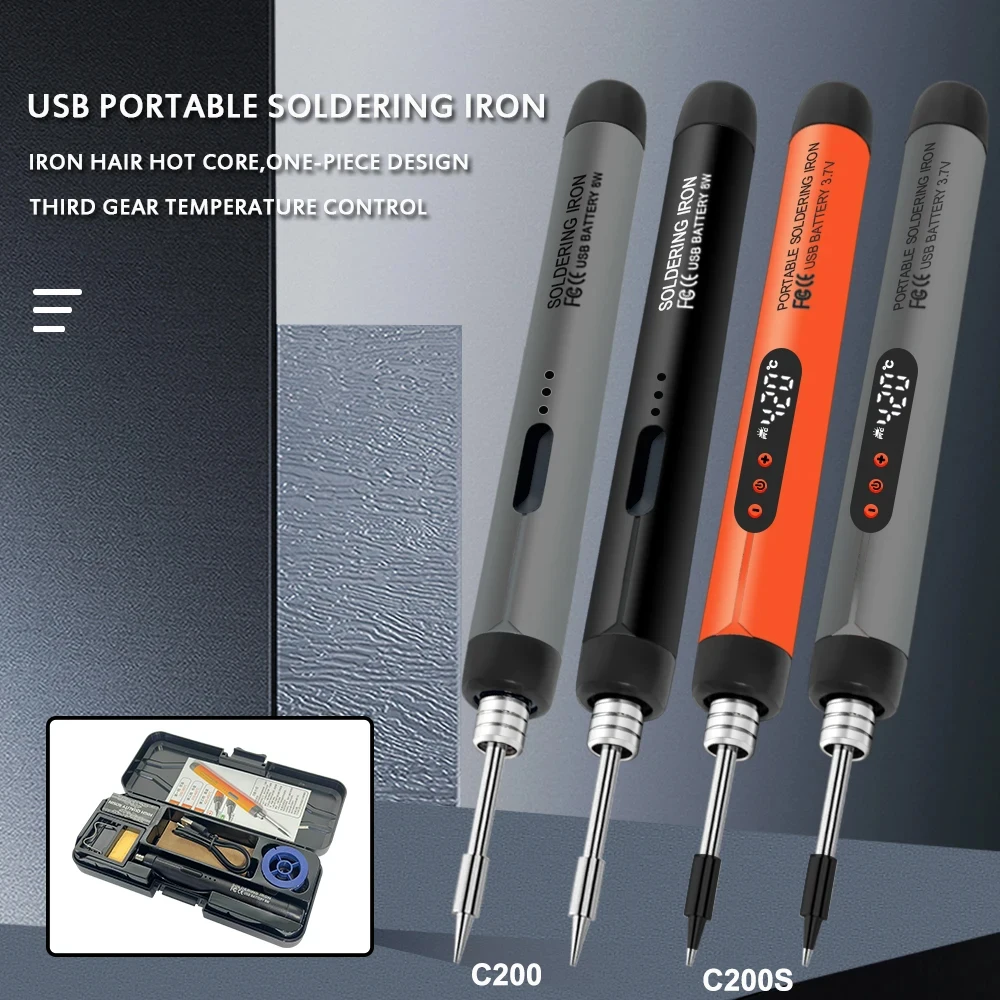 

USB Wireless Digital Electric Soldering Iron Kit Cordless Adjustable Temperature 300-450℃ Smart Welding Solder Tool