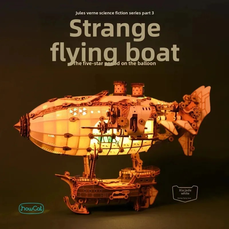 لعبة مكعبات بناء خشبية مصنوعة يدويًا من Magic Castle House Steam City Fantasy هدية عيد ميلاد للأولاد والبنات