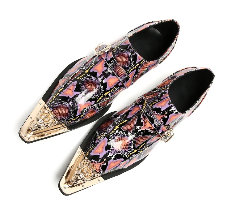 Herrenschuhe aus echtem Pythonleder, formelle Anzugschuhe mit Metallketten-Dekor, luxuriöse Modeschuhe für Frühling und Herbst, Business-Bankett-W – Detail 30