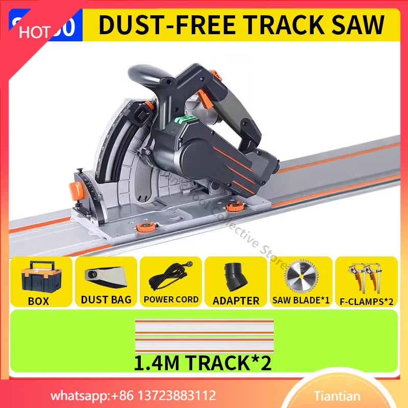 SJ-60 Dust-Free Track Saw for Woodworking Brushless Electric Circular Saw Panel and Gypsum Board  Guide Rail Cutt