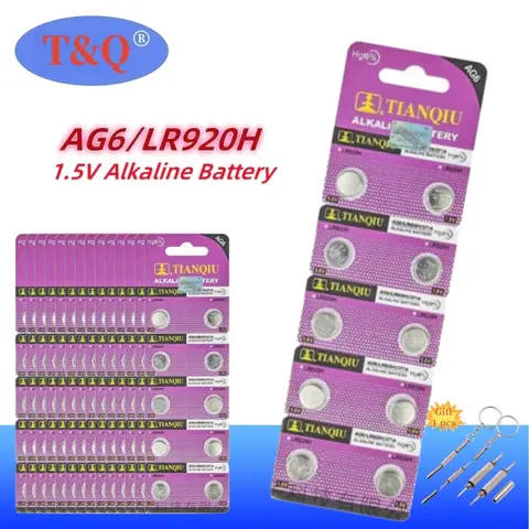 Tianqiu ag6 bateria alcalina 1.55v botão moeda célula 371 sr920sw lr920 sr927 171 370 l921 lr69 sr920 relógio bateria