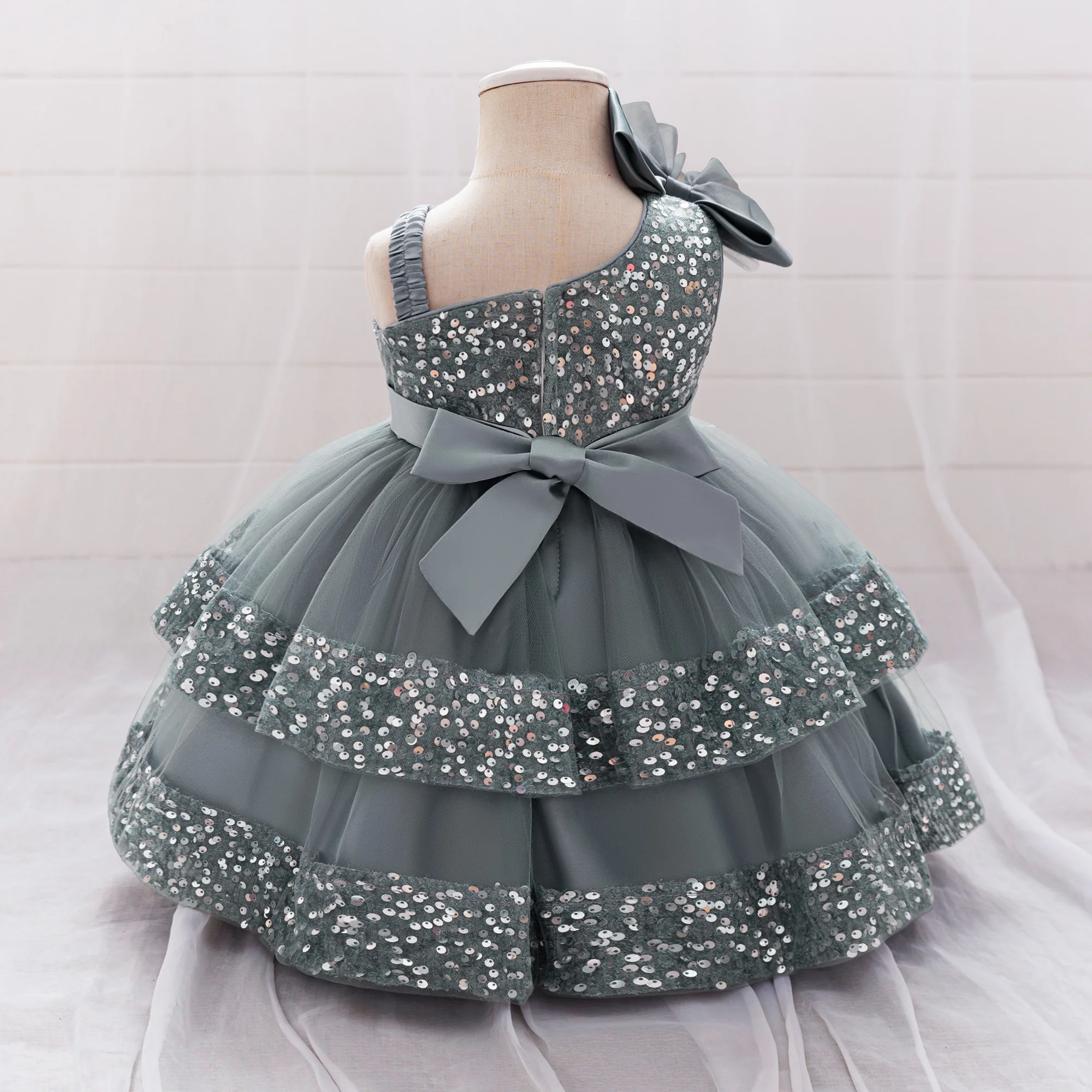 Kleinkind Halloween-Party Mädchenkleid Karneval Weihnachtskostüme Pailletten 1. Geburtstag Hochzeit Brautjungfer Prinzessin Baby Mädchenkleid – Detail 13