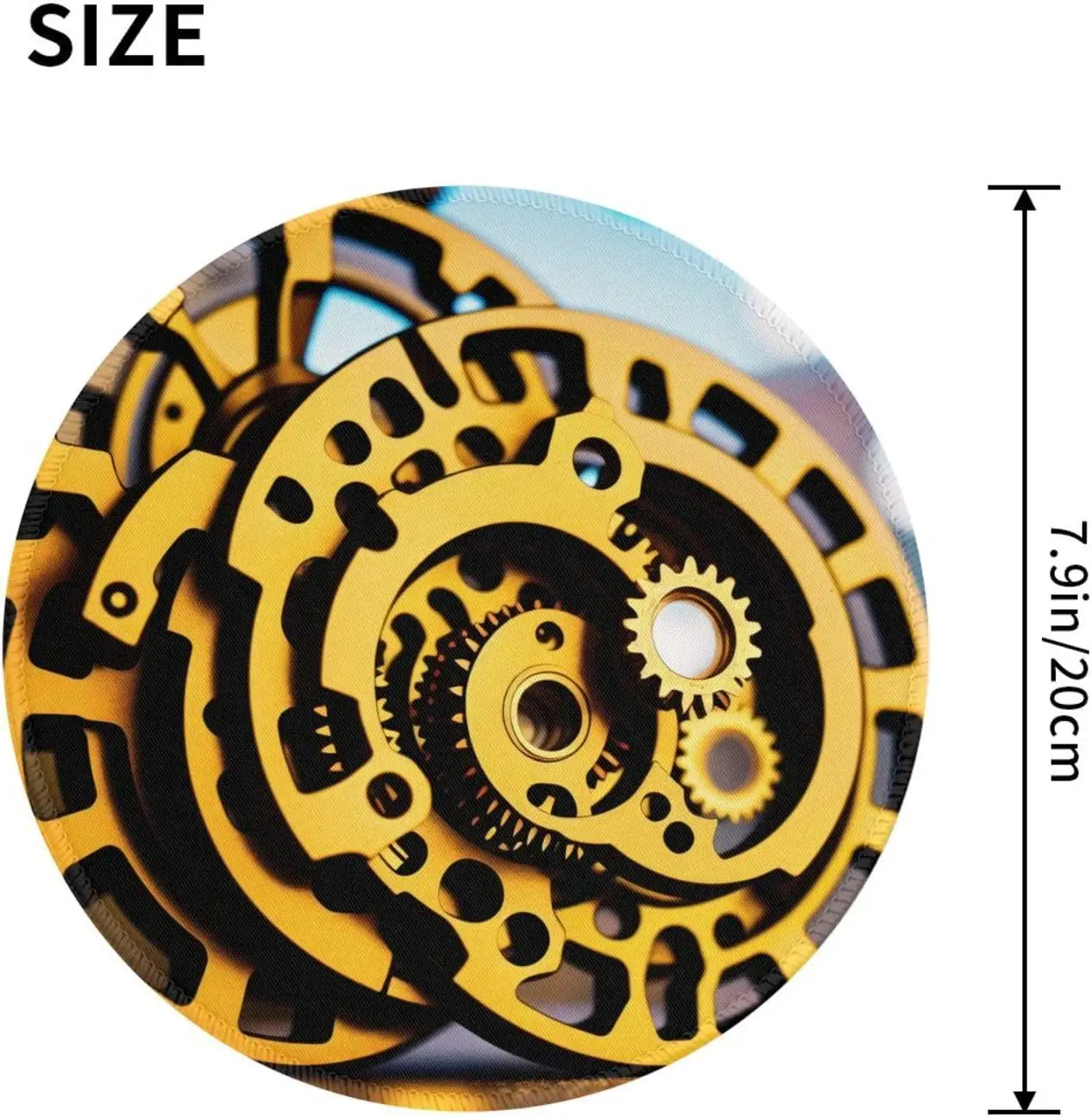 Mechanical Discs Round Non-Slip Rubber Base Mouse Pads with Durable Stitched Edges for Wireless Mouse Computers Laptop Office