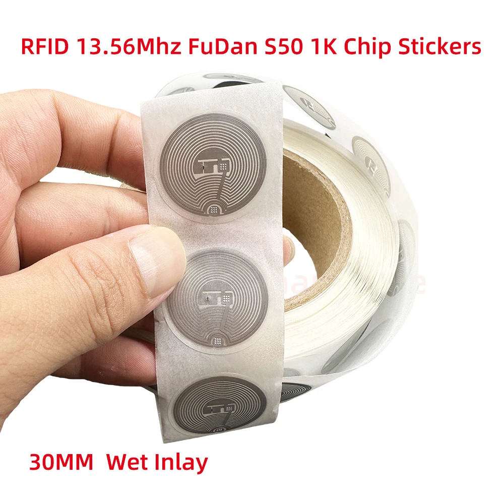 10/50pcs RFID Smart Tag 14443A Classic 1K EV1 S50 Wet Inlay Sticker F08 1024Bytes Lable RFID Tags Access control attendance Card