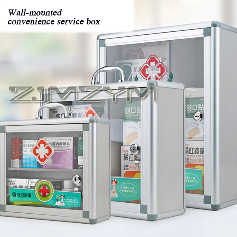 Aluminum Alloy Portable Medicine Box Cabinet Wall-mounted First Aid Kit with Lock And Large Space Medicine Storage Box