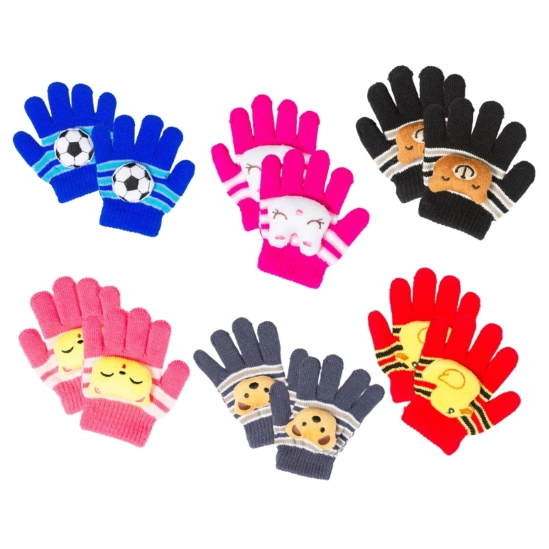 Warm Colorful Gloves Toddler Cartoon Animals Mitten Full FInger Winter Outdoor Gloves for Children Knitted Mitten