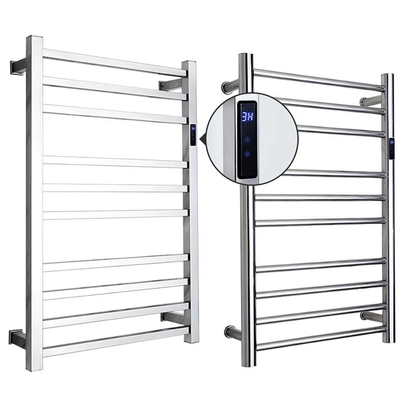 NFNEW Luxurious Wall Mounted Towel Warmer Rack 304 Stainless Steel Fashion Square Drying Accessory Bathroom