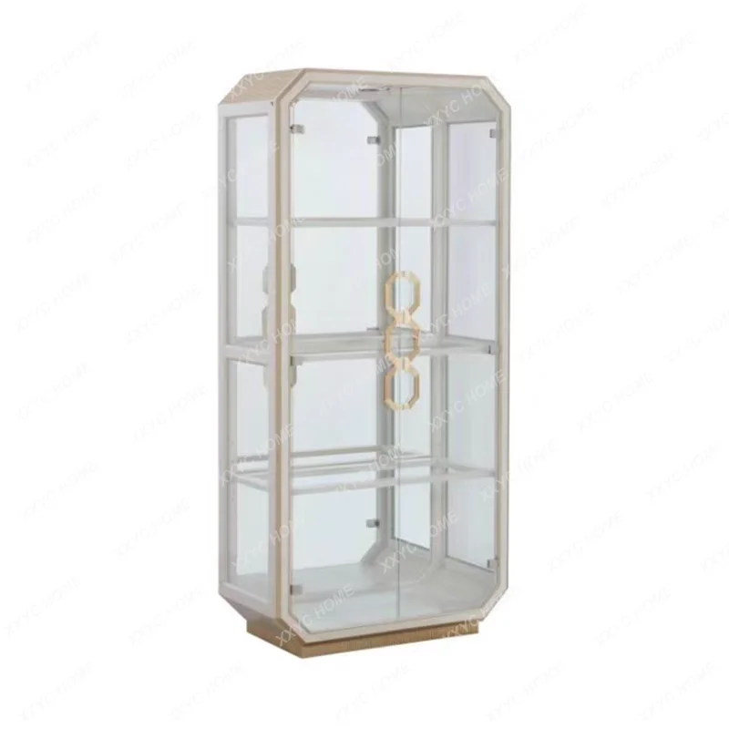 Solid Wood Wine Cabinet Light Luxury Glass Wine Cabinet Living Room Home Wall Display Cabinet Modern Simplicity