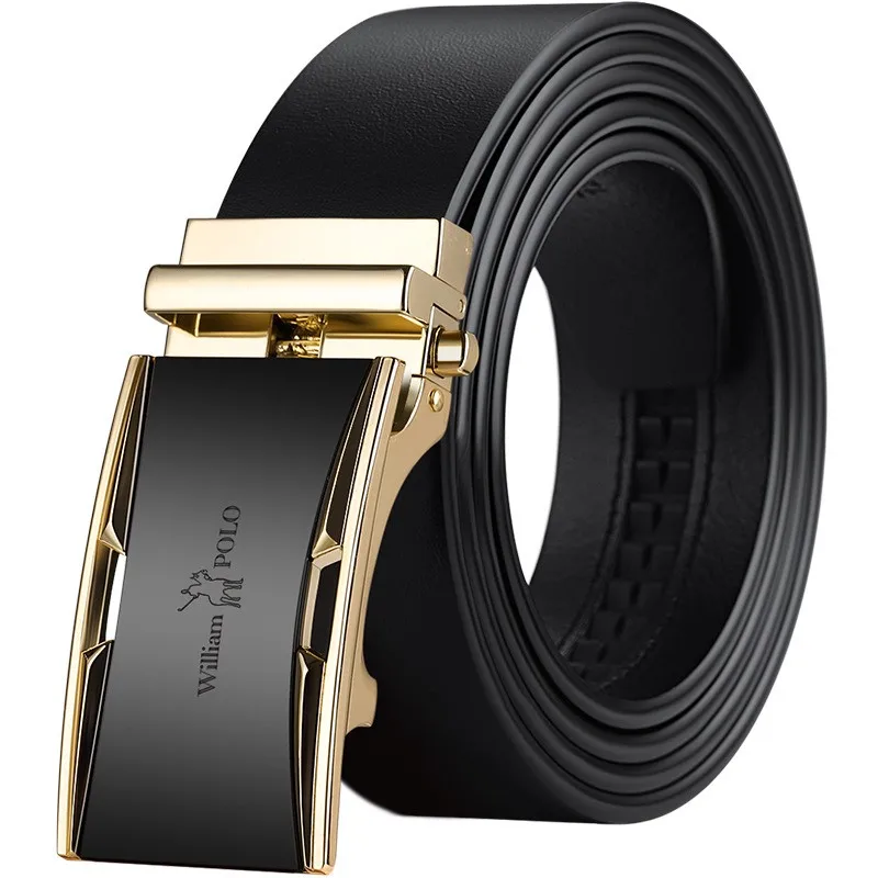 WILLIAMPOLO genuine belt male genuine leather pure cowhide automatic buckle young people trendy belt business casual pants belt