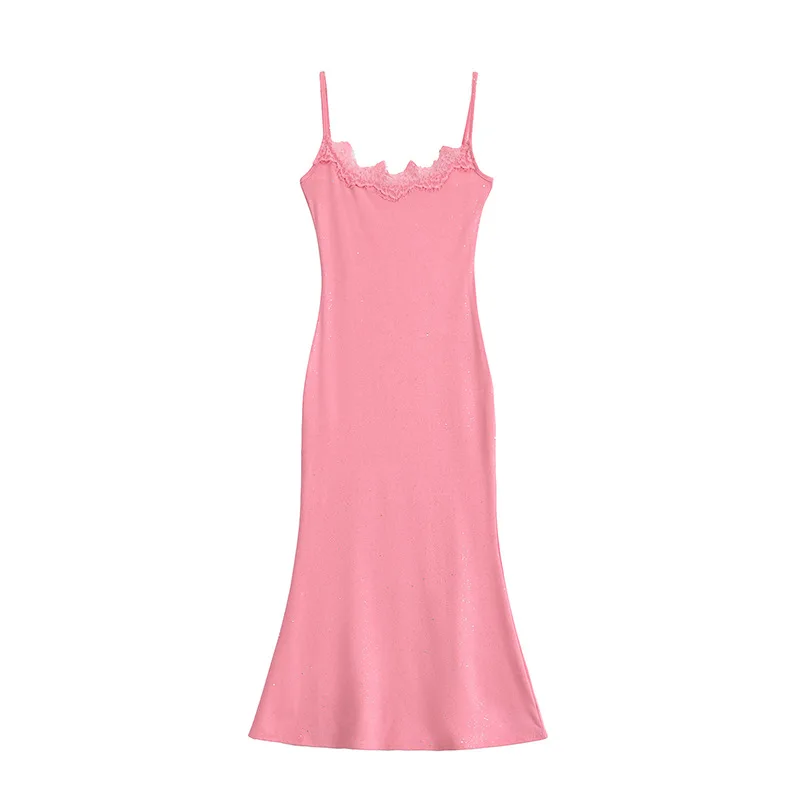 Camis feminino de verão serve para todo o vestido maxi de renda com deslizamento longo