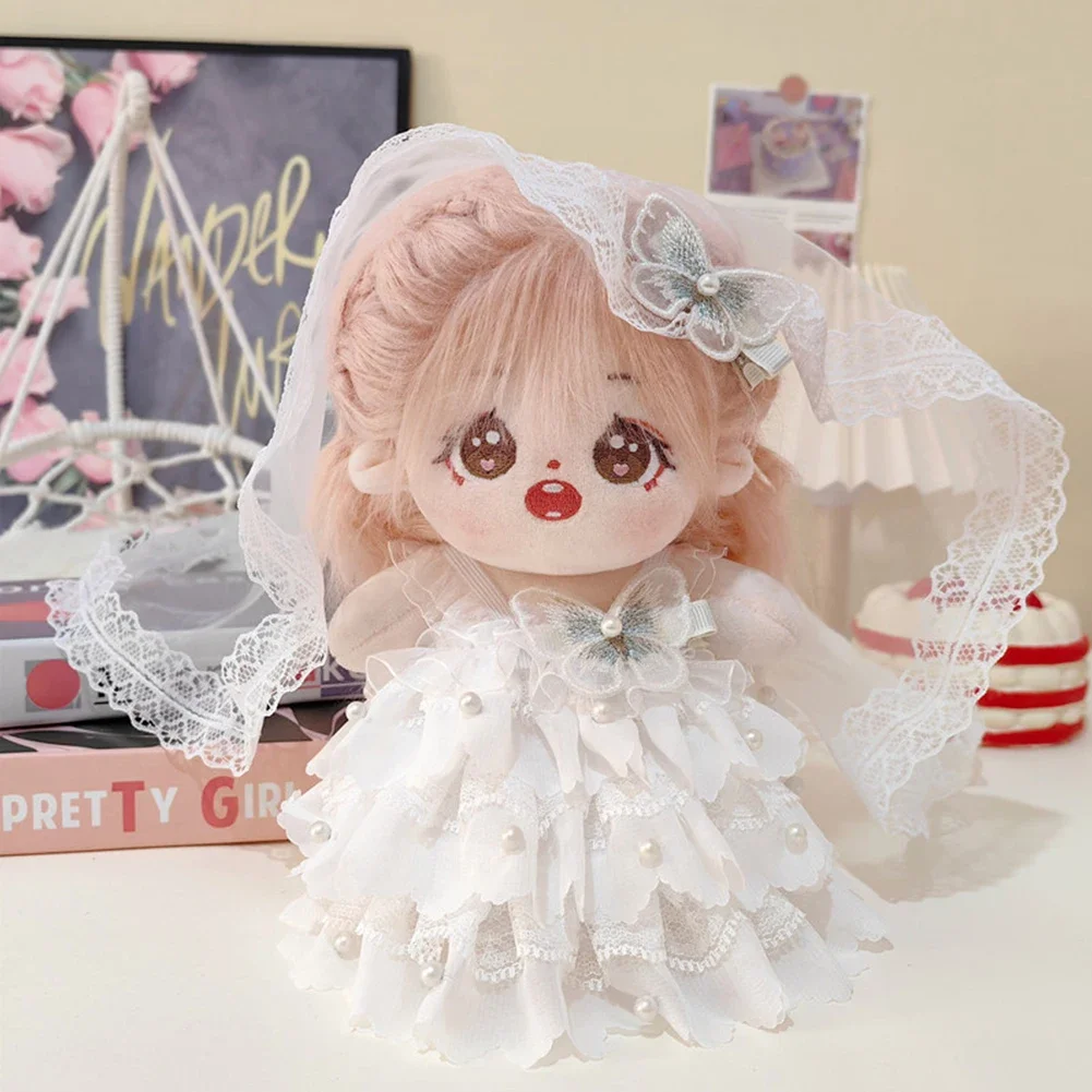 Wedding Dress for 20CM Cotton Doll Cartoon Plush Doll Replacement Outfit Lolita Dress Playing House Accessories Mini Clothes