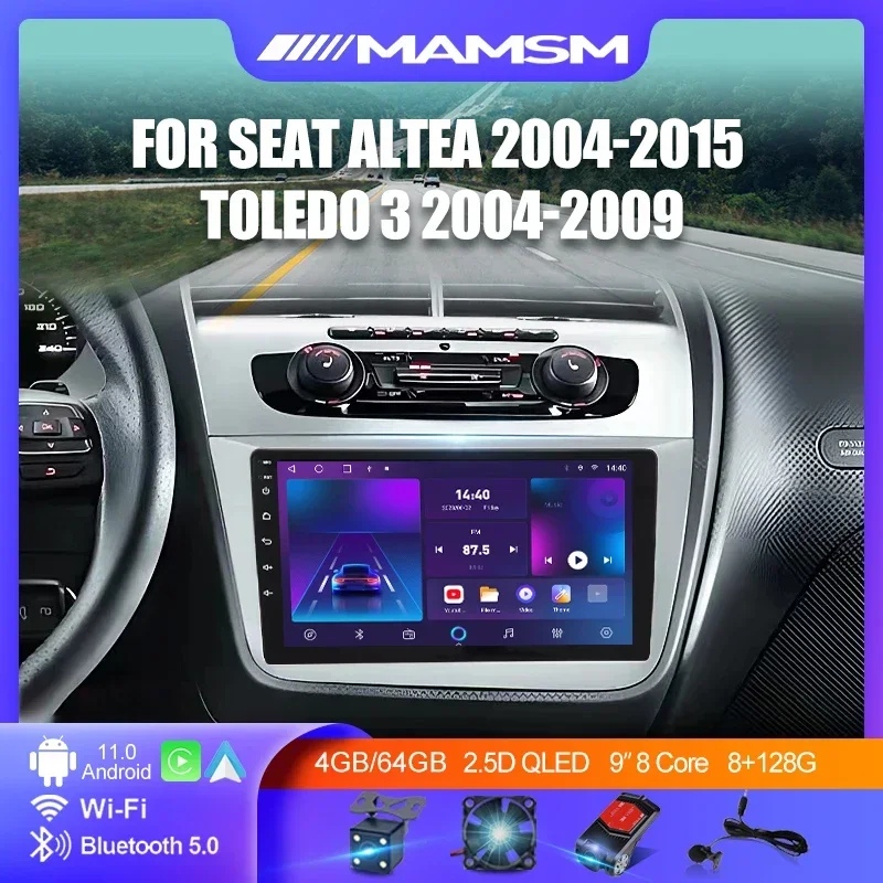 

For Seat Altea 2004-2015 Toledo 3 2004-2009 LHD WIFI Car Radio Navigation GPS Android Auto Carplay Stereo Android 12 DVD Player