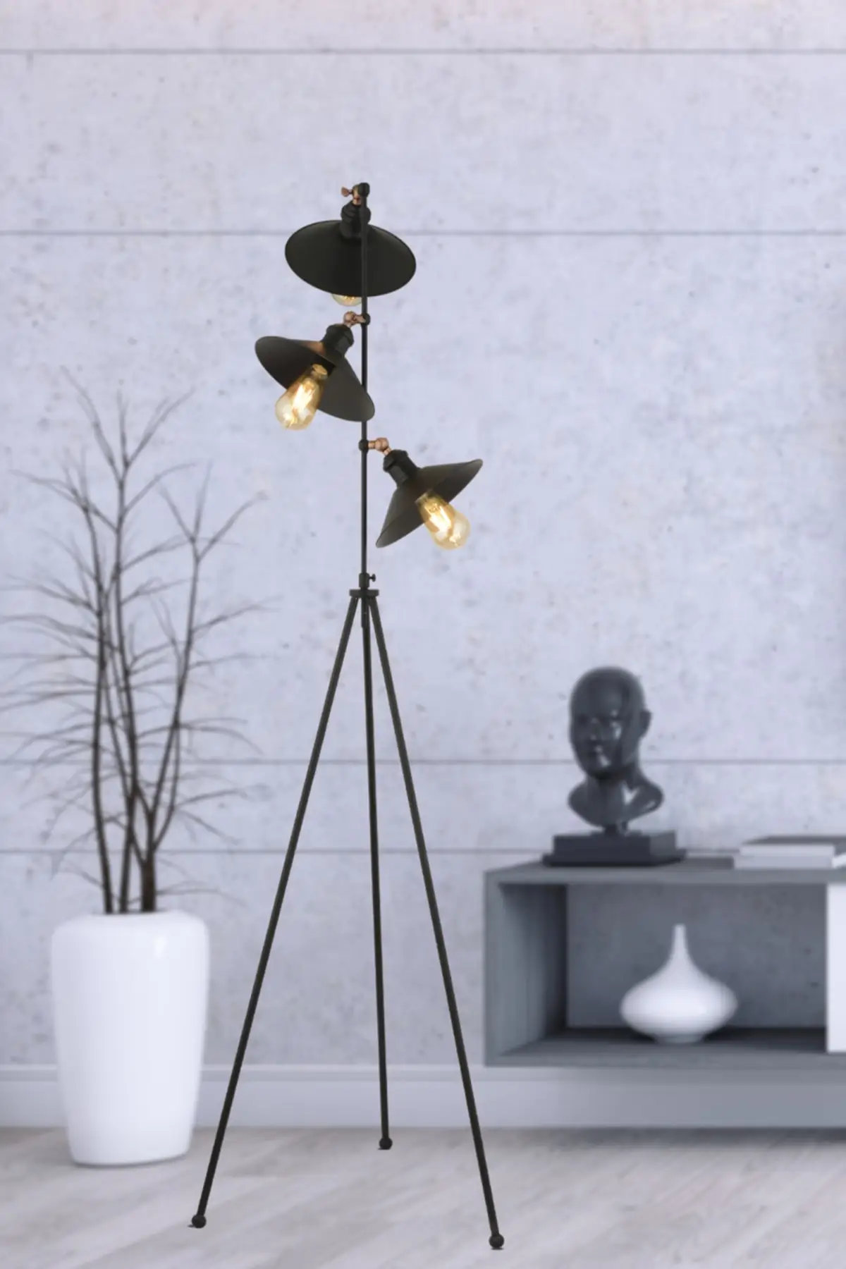 

Violet Black Modern Stylish Design 3 Piece Floor Lamp Home Accessory And Decoration