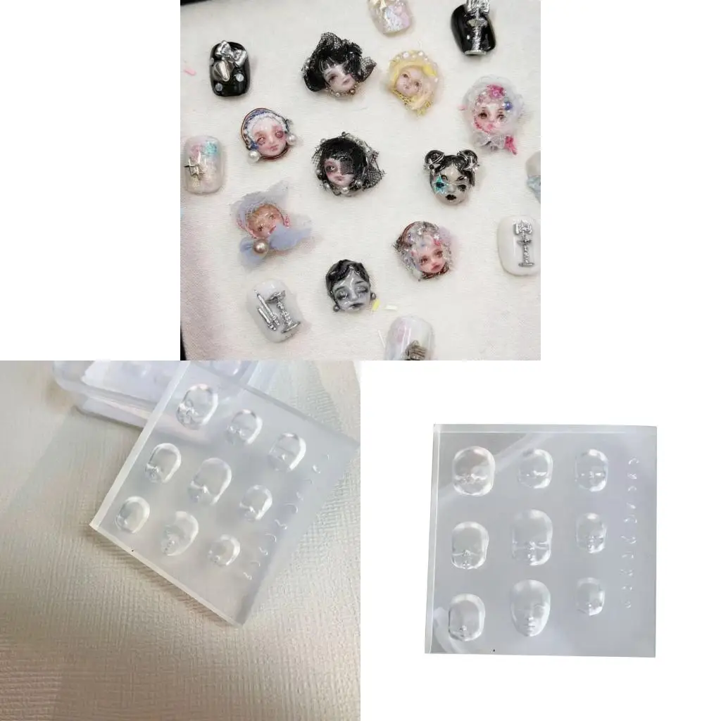 

Силиконовая форма для дизайна ногтей, кукольная голова, маникюрные формы, украшения для мастеров маникюра