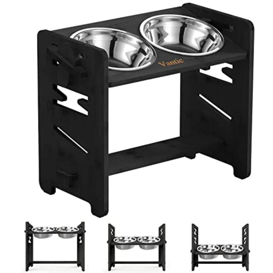 

Elevated Dog Bowls Adjustable Raised Dog Bowl Stand Sized Pet Sturdy Food Feeder with 2 Stainless Steel Dishes
