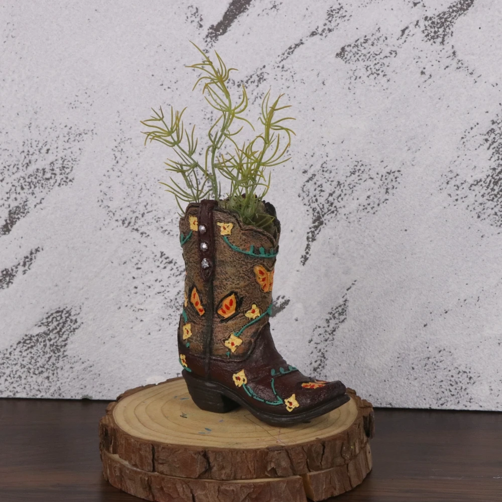 11,5 cm hohe, stiefelförmige kleine Vase, moderne Wohndeko, Blumenvase, Tischdekoration und Accessoires, Vintage-Cowboystiefel-Mini-Vase – Detail 9