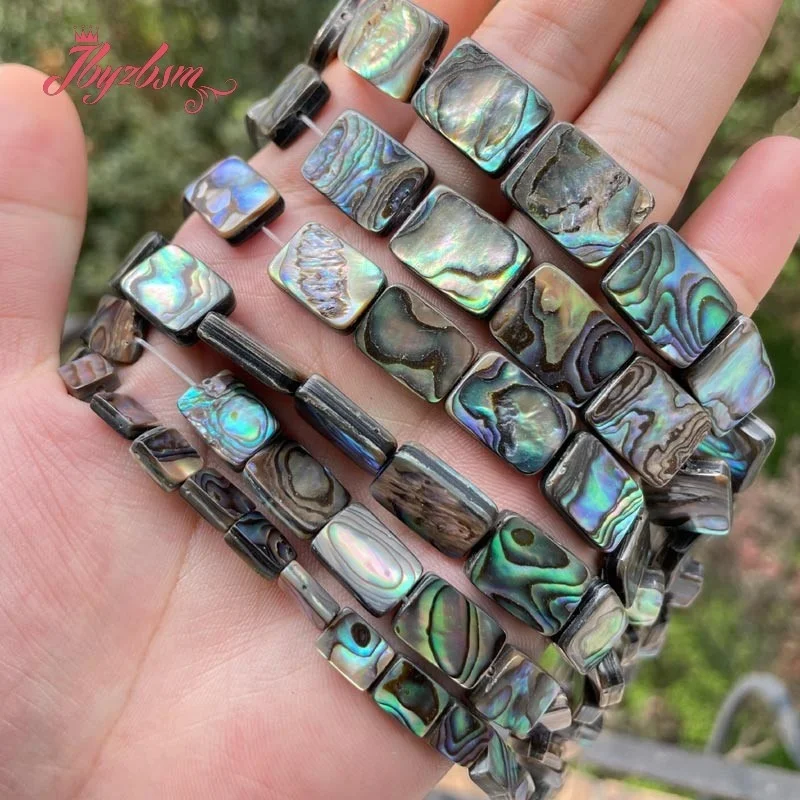 

Rectangle Multicolor Abalone Shell Natural Stone Spacer Beads for DIY Accessories Charms Necklace Bracelet Jewelry Making 15"