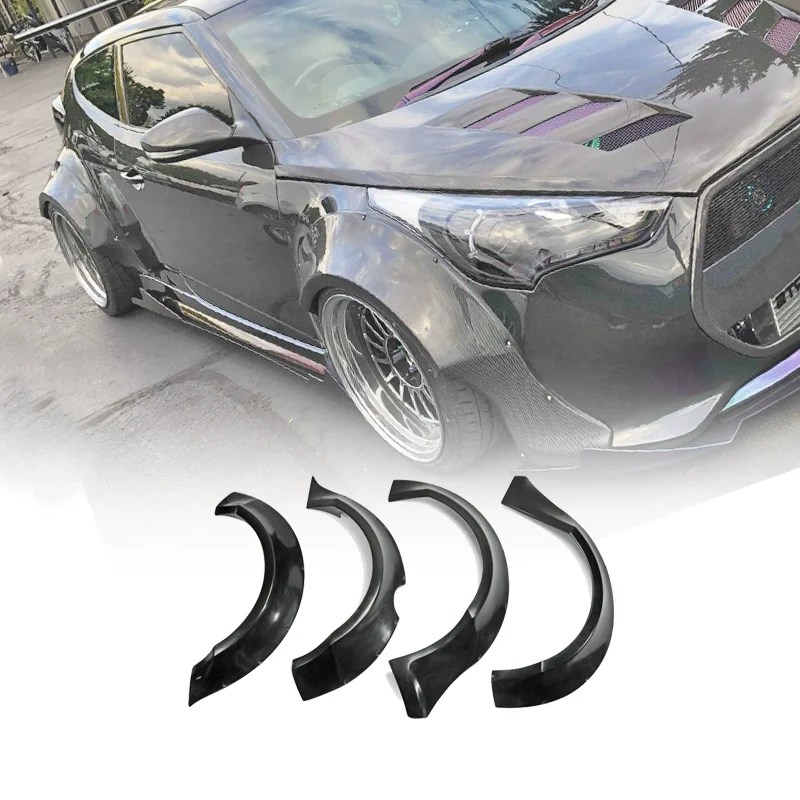 Carbon fiber Wheel Eyebrow Fender Flares Arch for Hyundai Veloster 11-15 modified Resin side Protector Mudguard