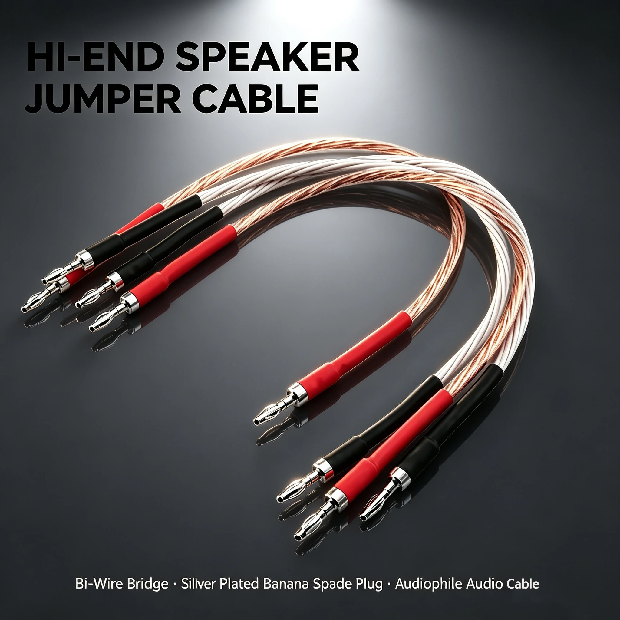 4PCS Hi-End Speaker Jumper Cable Audiophile Bi-Wire Bridge Cable With Silver Plated Banana Spade Plug HIFI Audio Jumper Links