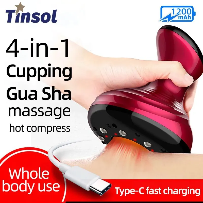 Tinsol Smart Electric Cupping Massage Therapy Apparatus Vacuum Suction Gua Sha Scraping Device Body Meridian Therapy Health