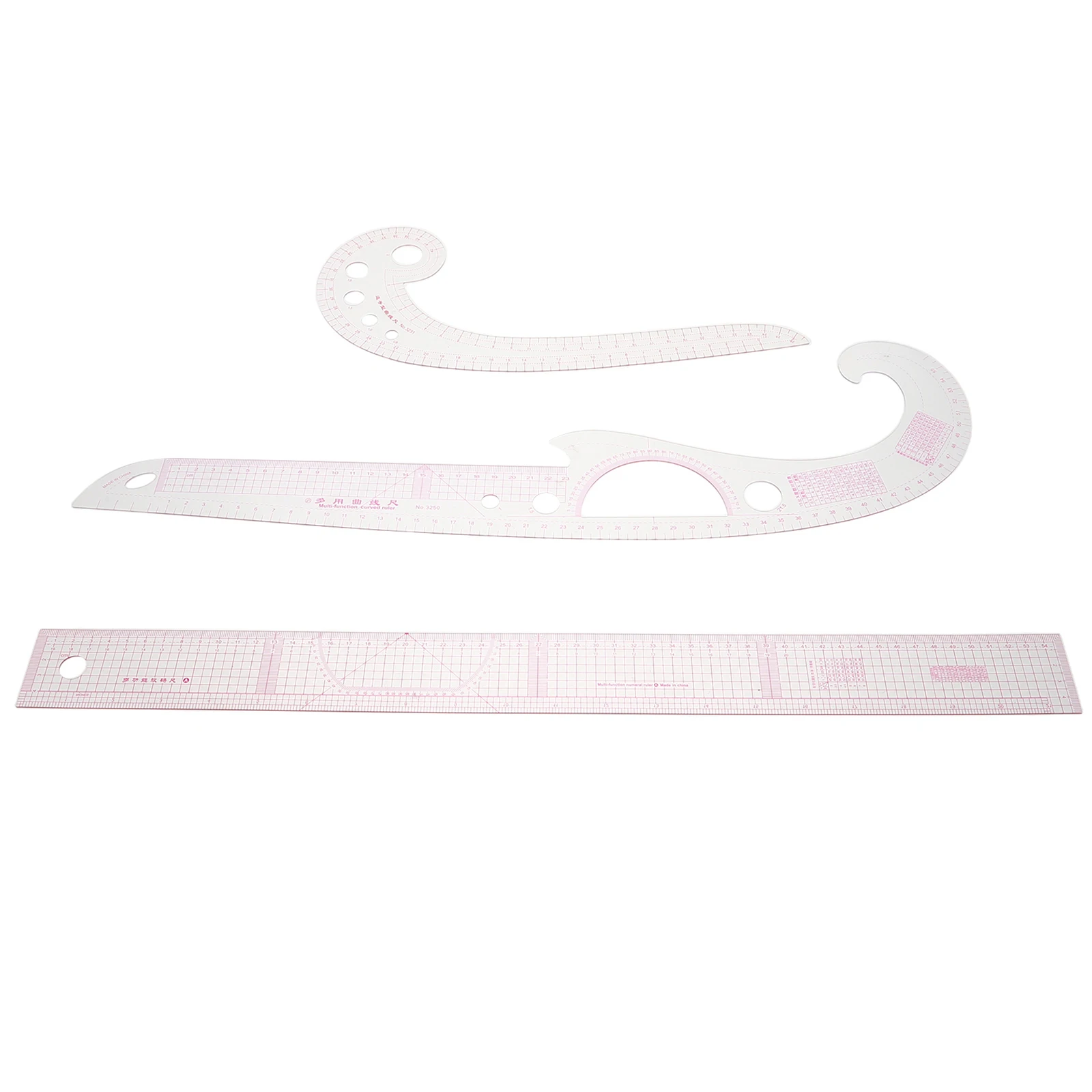 3 Pcs Make Plate and Put Ruler French Curve Pattern Beveled Transparent Patchwork