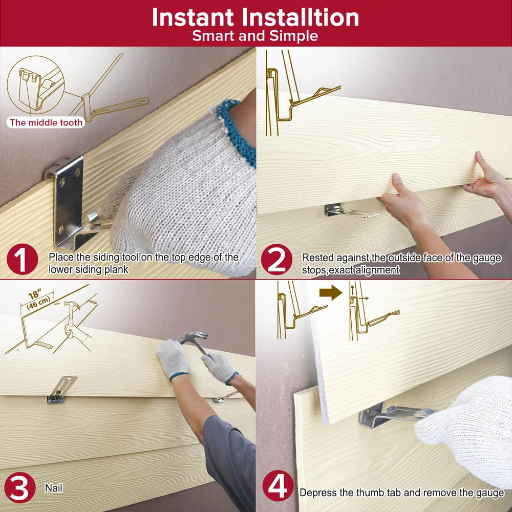 2pc Steel Siding Installation Tool Fiber Cement Siding Overlap Kit 1-1/4-In Heavy Duty Siding For 5/16In Hardware Siding Support