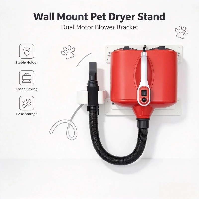 Wall Mount Pet Blower Bracket Special Hanging Support Stand for Dual Motor Pet Grooming Dryer