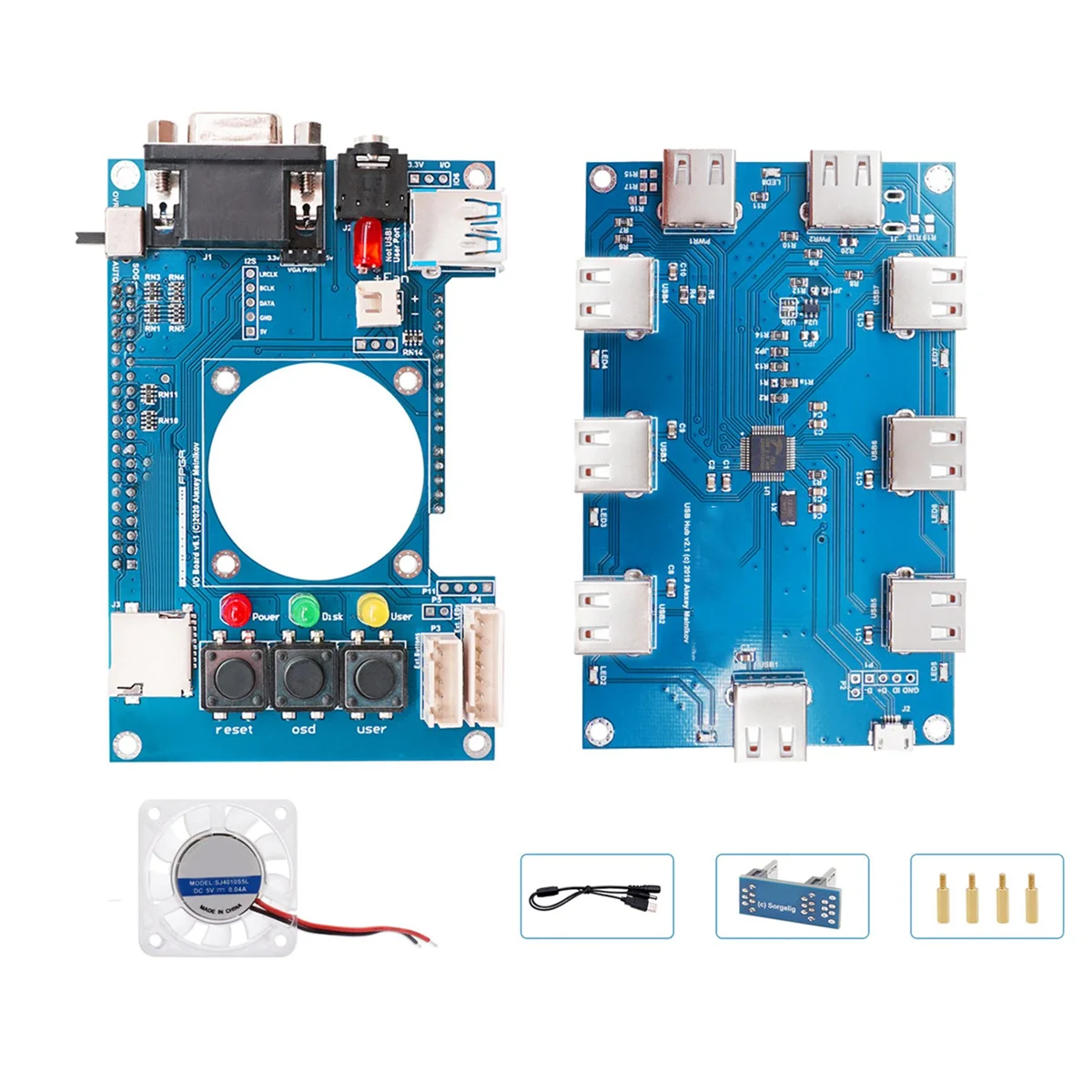 For Mister FPGA IO Analog Board V6.1+USB Hub V2.1 Board+Fan for Terasic DE10-Nano Mister FPGA