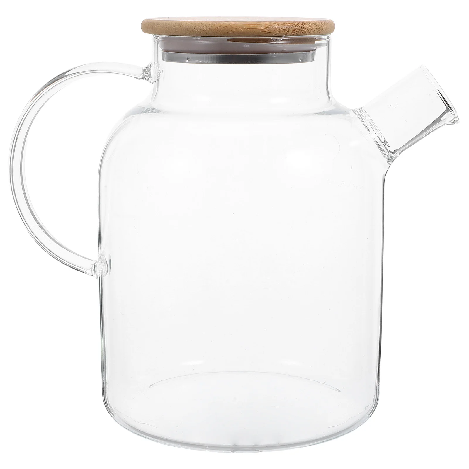 

1.8L Glass Cold Water Jug Borosilicate Tea Pot Clear Beverage Pitcher Bamboo Lid Stovetop Safe Wide Mouth Large Capacity For Ice