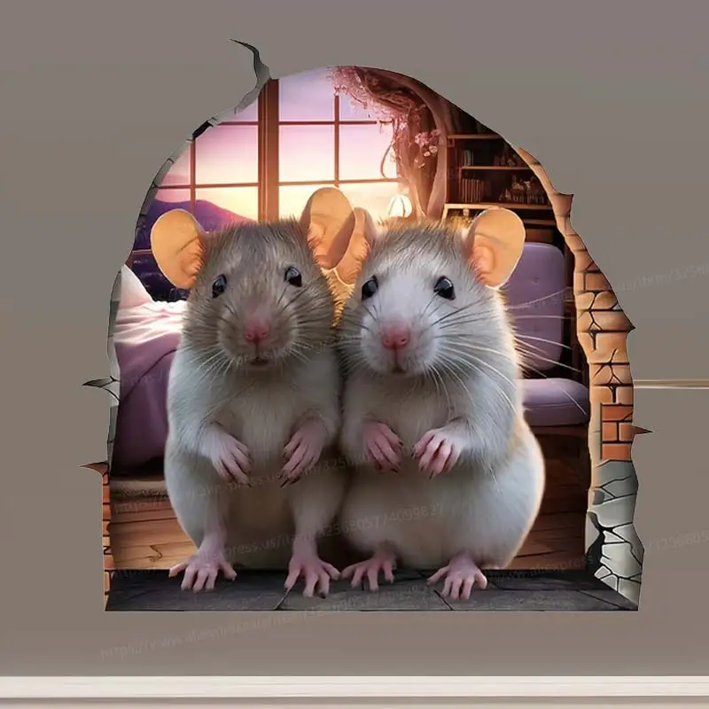 Cute Mouse Hole Wall Sticker,Easy-to-Use Self-Adhesive Decal for Bedroom,Kitchen, Living Room,Stairs-Adds Fun to Home Decor S488