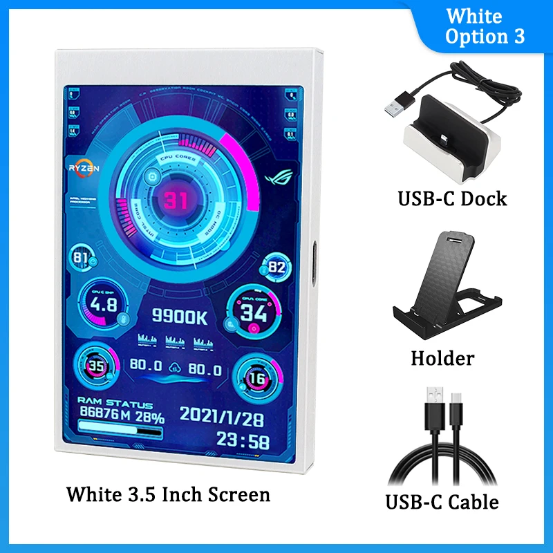 3,5/5/8,8 Zoll IPS Typ-C Sekundärbildschirm Mini-Computer Sekundärbildschirm CPU GPU RAM HDD-Monitor USB-Display frei AIDA64