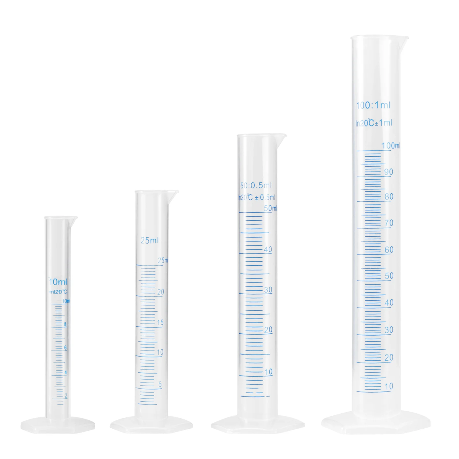 

Cylinder Measuring Graduated Plastic 50Ml Test Tube Set Cylinders Tubes Lab Cup Science Transparent Ml Beakers