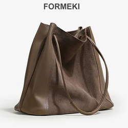 Formeki Torba z prawdziwej skóry Ins Fashion Torba o dużej pojemności Retro Tote Bag Damska torba na ramię