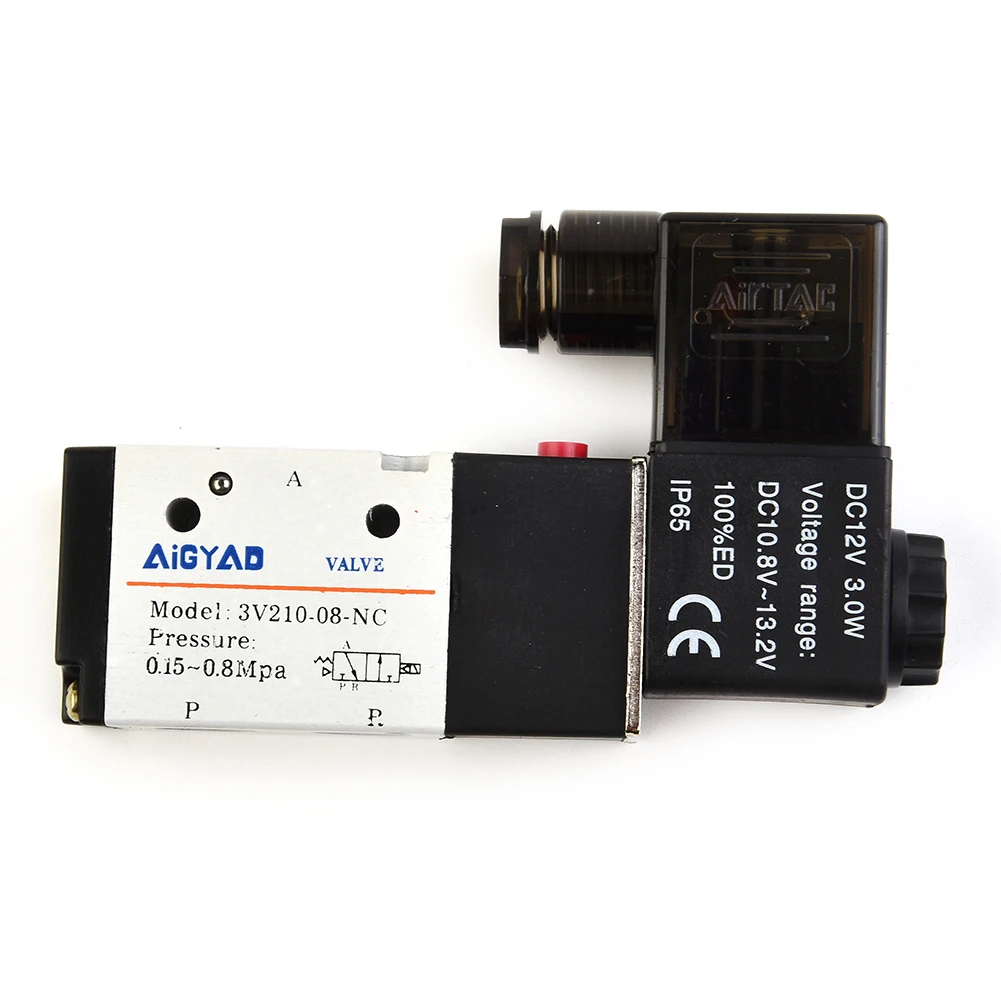 Pneumatic Solenoid Valve 110*65*22mm Accessories Metal+Plastic Replacement 2 Position 3 Way 3V210-08 G 1/4 0.15-0.8MPa