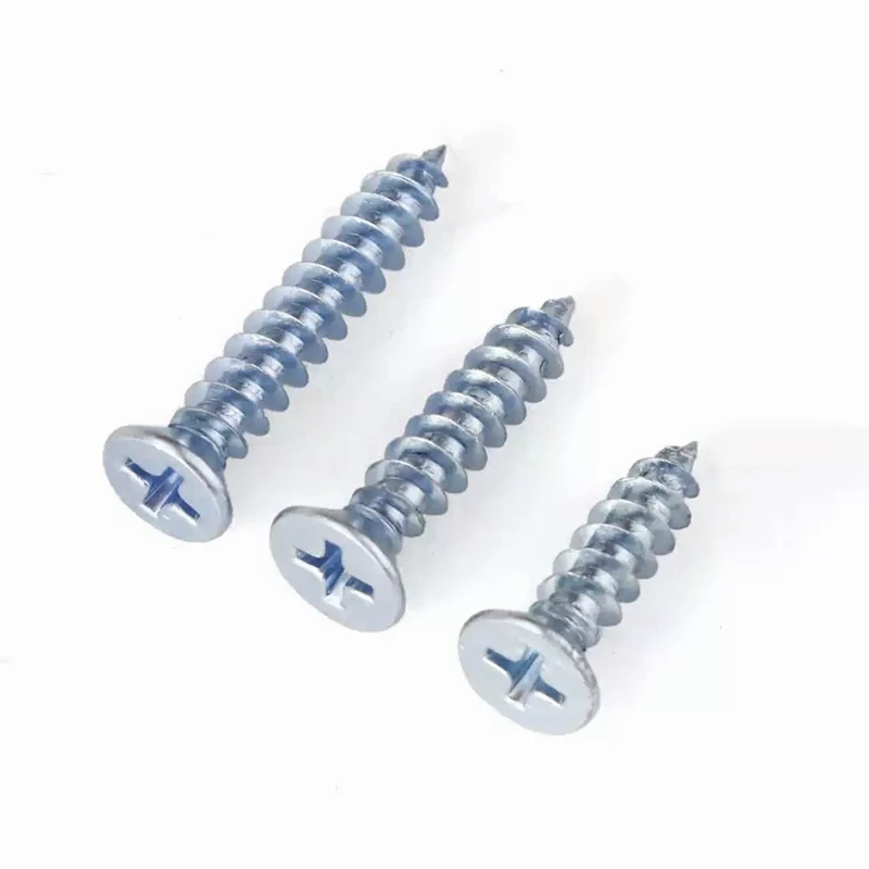 1Box 500Pcs Countersunk Self Tapping Wood Bolts Hardened Carbon Steel Plated Cross Flat Head Self Tapping Screws